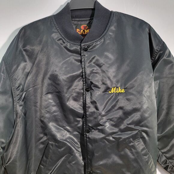 VTG Game Black 100% Nylon Jacket Mike WTCM ON PEPPE LOFT Embroided Sz L - FLAWED - Picture 5 of 7
